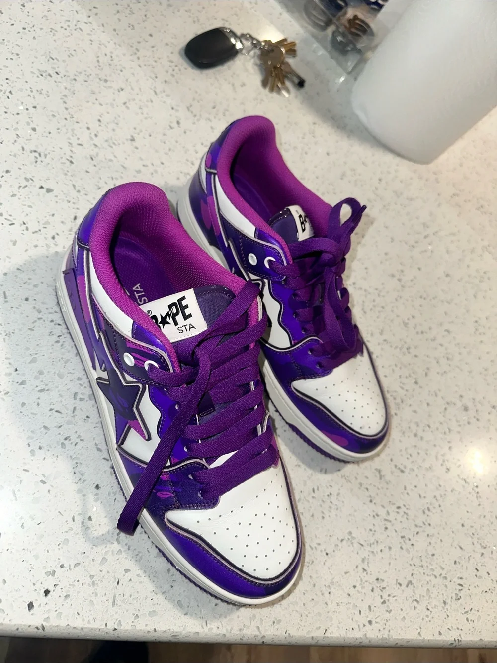 Bape Sta Purple & Pink Camo Low-Top Sneakers